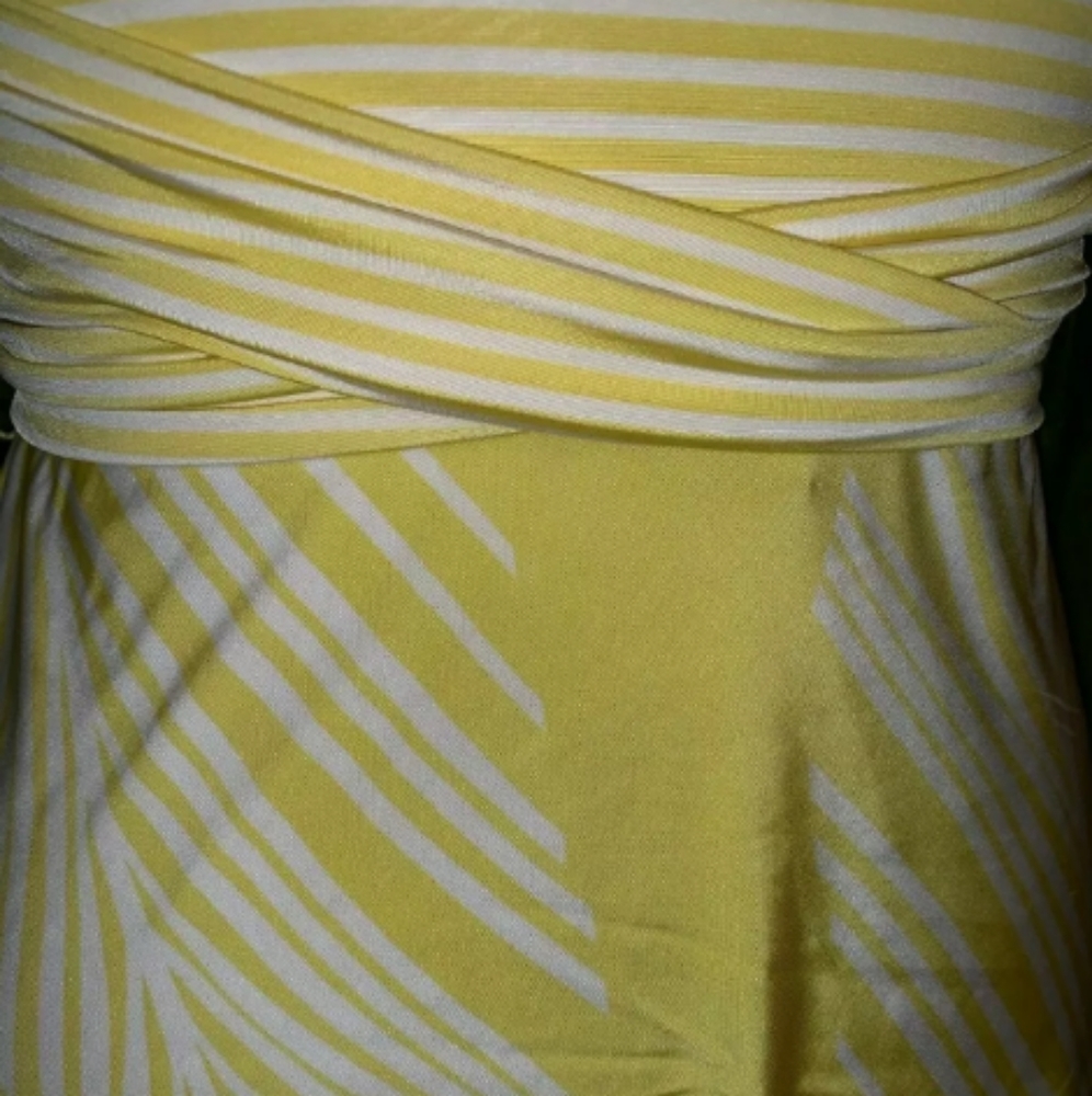 BCBG Strapless Tube Top Palm Leaves XS yellow White - Picture 3 of 5